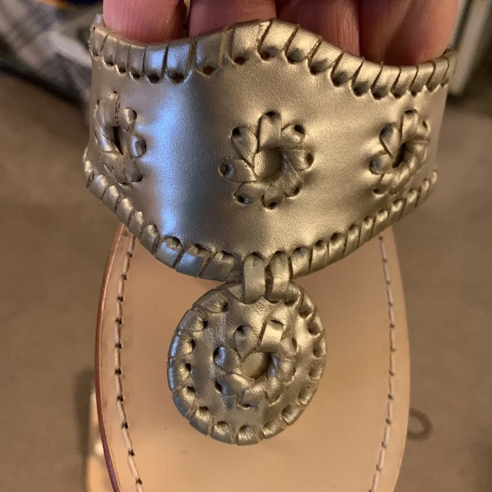 Jack Rogers Gold Leather Thong Sandals for Women